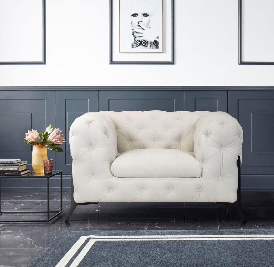 Leonique Chesterfield-fauteuil Amaury Fauteuil luxueuze capitonnage moderne chesterfield look kleur van de poten ter keuze - Foto 2