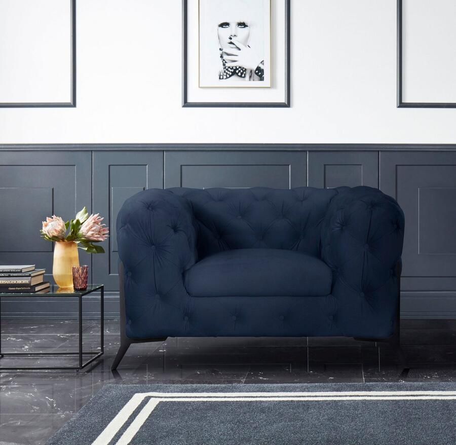 Leonique Chesterfield-fauteuil Amaury Fauteuil luxueuze capitonnage moderne chesterfield look kleur van de poten ter keuze - Foto 2