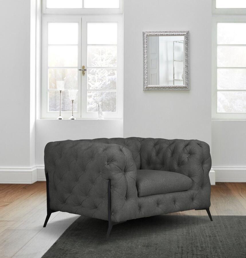 Home affaire Chesterfield-fauteuil Amaury Fauteuil luxueuze capitonnage moderne chesterfield look kleur van de poten ter keuze - Foto 3