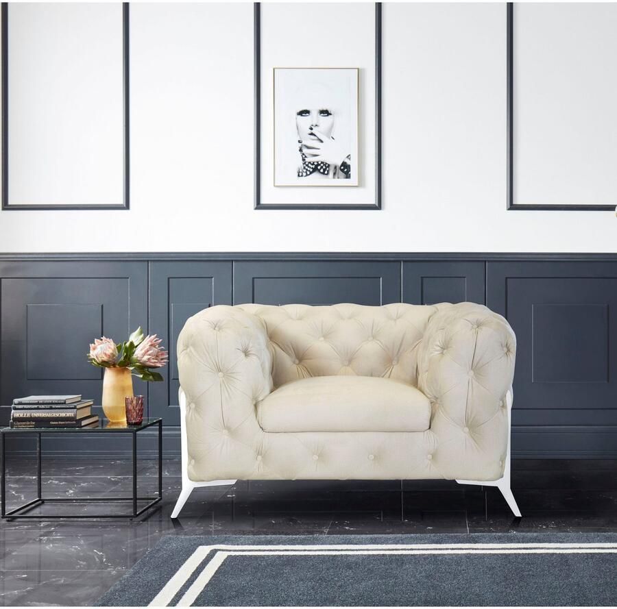 Leonique Chesterfield-fauteuil Amaury Fauteuil luxueuze capitonnage moderne chesterfield look kleur van de poten ter keuze