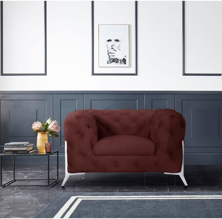 Home affaire Chesterfield-fauteuil Amaury Fauteuil luxueuze capitonnage moderne chesterfield look kleur van de poten ter keuze - Foto 2