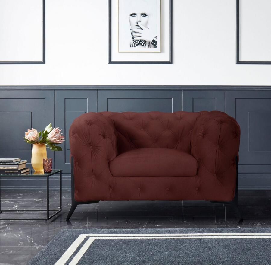 Leonique Chesterfield-fauteuil Amaury Fauteuil luxueuze capitonnage moderne chesterfield look kleur van de poten ter keuze - Foto 2