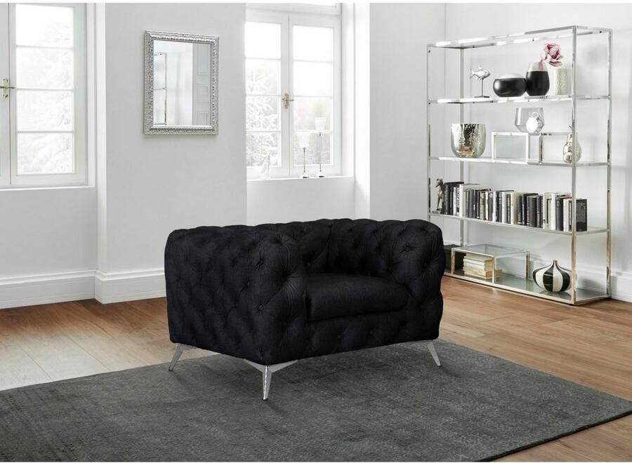 Home affaire Chesterfield-fauteuil Glynis Fauteuil luxueuze capitonnage moderne chesterfield look kleur van de poten ter keuze - Foto 4