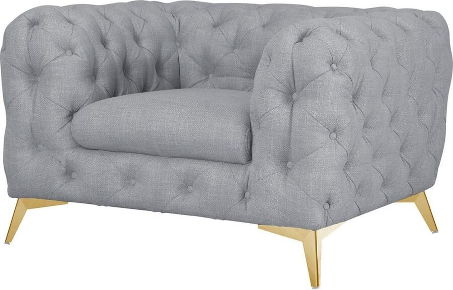 Home affaire Chesterfield-fauteuil Glynis Fauteuil luxueuze capitonnage moderne chesterfield look kleur van de poten ter keuze - Foto 6