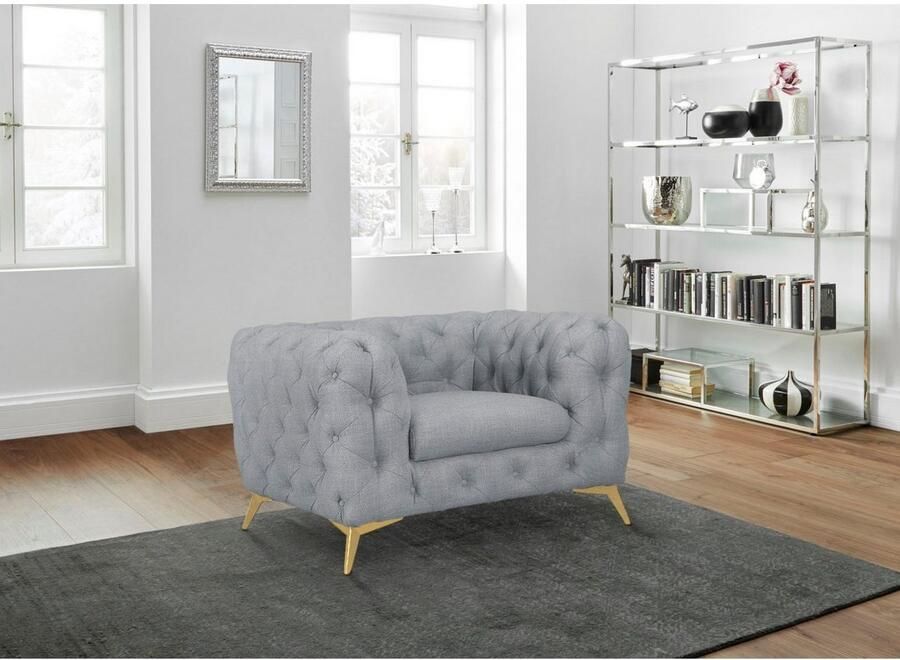 Leonique Chesterfield-fauteuil Glynis Fauteuil luxueuze capitonnage moderne chesterfield look kleur van de poten ter keuze - Foto 4