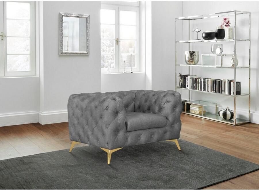 Leonique Chesterfield-fauteuil Glynis Fauteuil luxueuze capitonnage moderne chesterfield look kleur van de poten ter keuze - Foto 5