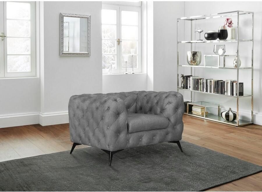 Leonique Chesterfield-fauteuil Glynis Fauteuil luxueuze capitonnage moderne chesterfield look kleur van de poten ter keuze - Foto 5