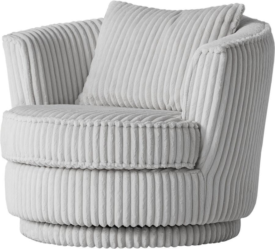 Leonique Draaibare fauteuil MAISIE leesfauteuil love seat trendige stoffen mega cord en geweven velours 360 graden draaibaar - Foto 3