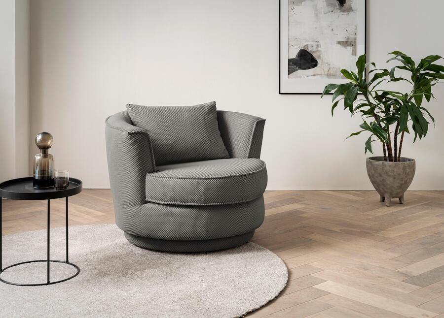 Leonique Draaibare fauteuil MAISIE leesfauteuil love seat trendige stoffen mega cord en geweven velours 360 graden draaibaar - Foto 10