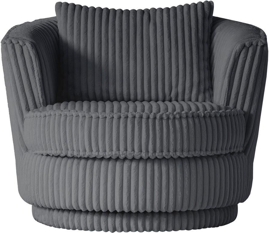 Leonique Draaibare fauteuil MAISIE leesfauteuil love seat trendige stoffen mega cord en geweven velours 360 graden draaibaar - Foto 5