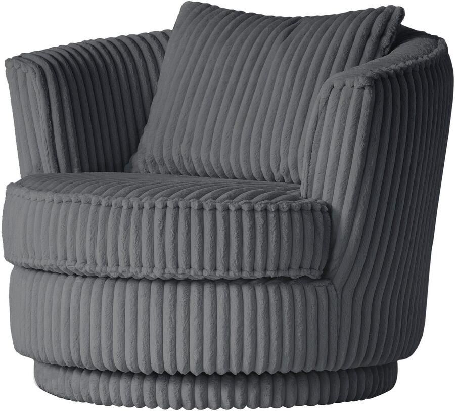 Leonique Draaibare fauteuil MAISIE leesfauteuil love seat trendige stoffen mega cord en geweven velours 360 graden draaibaar - Foto 3