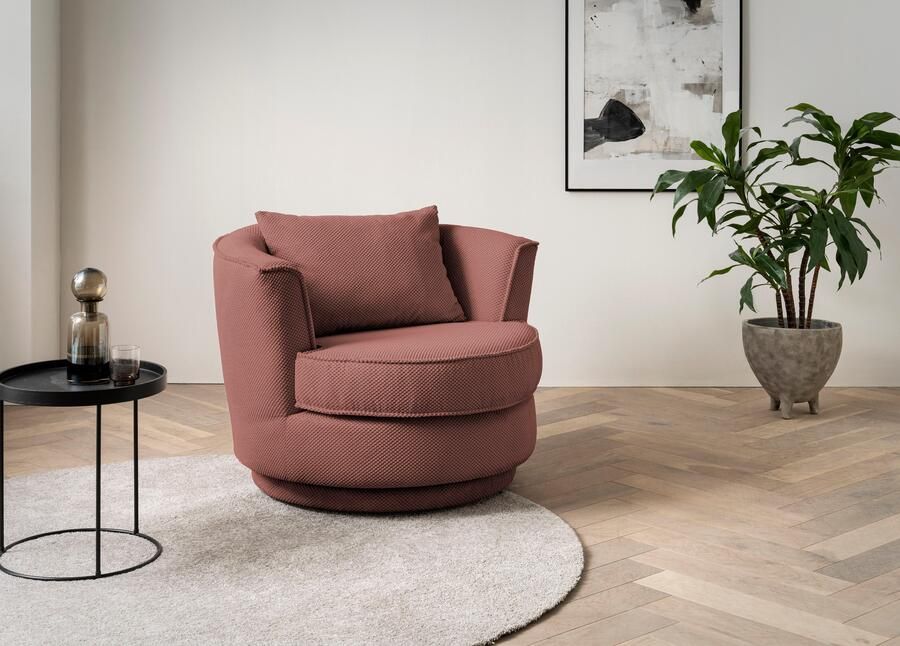Leonique Draaibare fauteuil MAISIE leesfauteuil love seat trendige stoffen mega cord en geweven velours 360 graden draaibaar - Foto 9