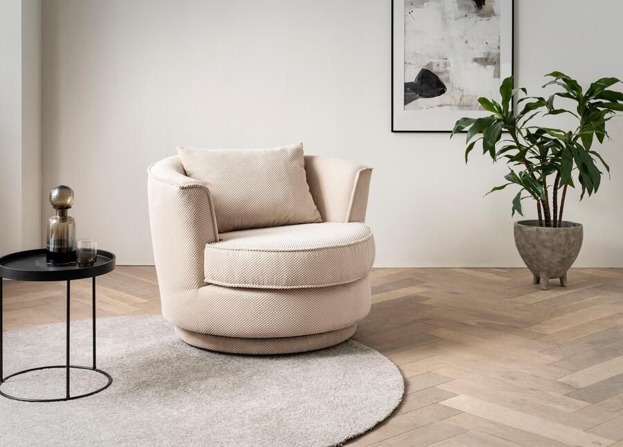 Leonique Draaibare fauteuil MAISIE leesfauteuil love seat trendige stoffen mega cord en geweven velours 360 graden draaibaar - Foto 10