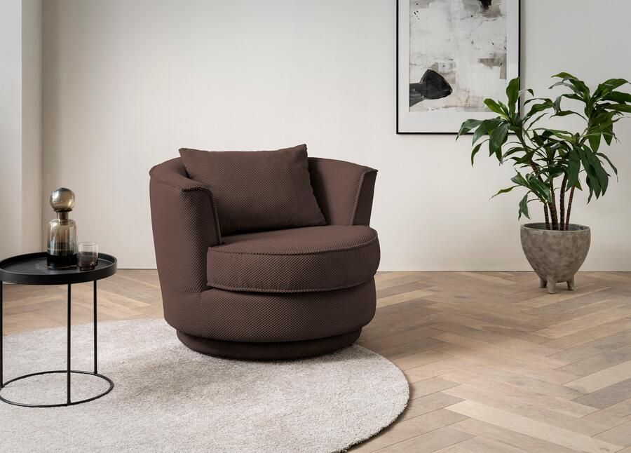 Leonique Draaibare fauteuil MAISIE leesfauteuil love seat trendige stoffen mega cord en geweven velours 360 graden draaibaar - Foto 10