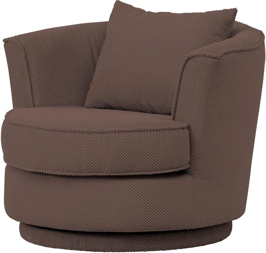 Leonique Draaibare fauteuil MAISIE leesfauteuil love seat trendige stoffen mega cord en geweven velours 360 graden draaibaar