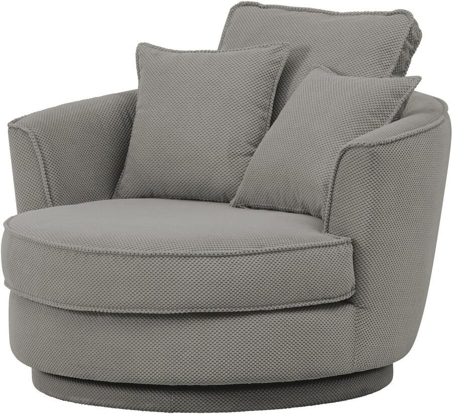 Leonique Draaibare fauteuil MAISIE Love Seat XXL leesfauteuil BIG- Zetel in MEGA CORD en geweven velours 360 graden draaibaar