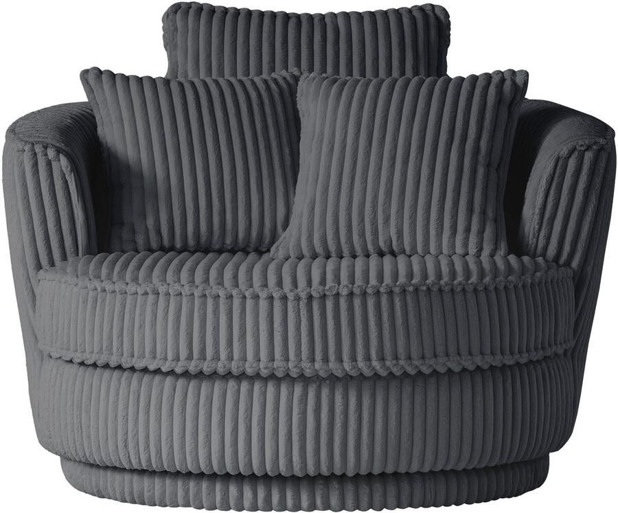 Leonique Draaibare fauteuil MAISIE Love Seat XXL leesfauteuil BIG- Zetel in MEGA CORD en geweven velours 360 graden draaibaar - Foto 4