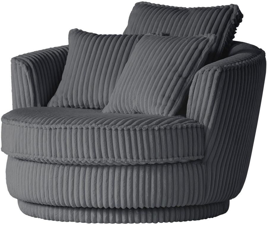 Leonique Draaibare fauteuil MAISIE Love Seat XXL leesfauteuil BIG- Zetel in MEGA CORD en geweven velours 360 graden draaibaar - Foto 3