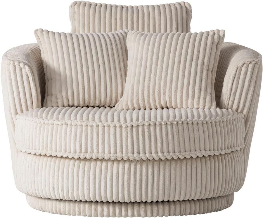 Home affaire Draaibare fauteuil MAISIE Love Seat XXL leesfauteuil BIG- Zetel in MEGA CORD en geweven velours 360 graden draaibaar - Foto 4