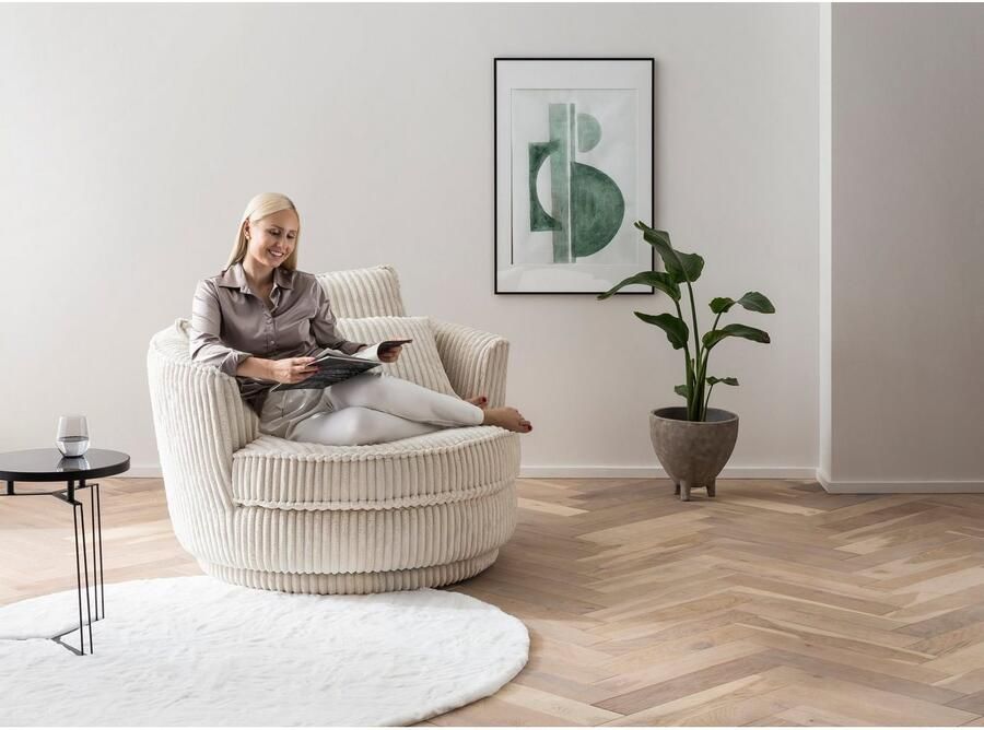 Home affaire Draaibare fauteuil MAISIE Love Seat XXL leesfauteuil BIG- Zetel in MEGA CORD en geweven velours 360 graden draaibaar - Foto 8