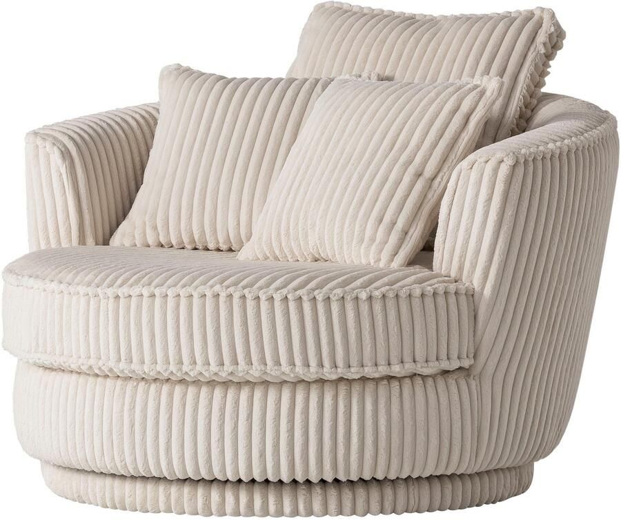 Home affaire Draaibare fauteuil MAISIE Love Seat XXL leesfauteuil BIG- Zetel in MEGA CORD en geweven velours 360 graden draaibaar - Foto 3