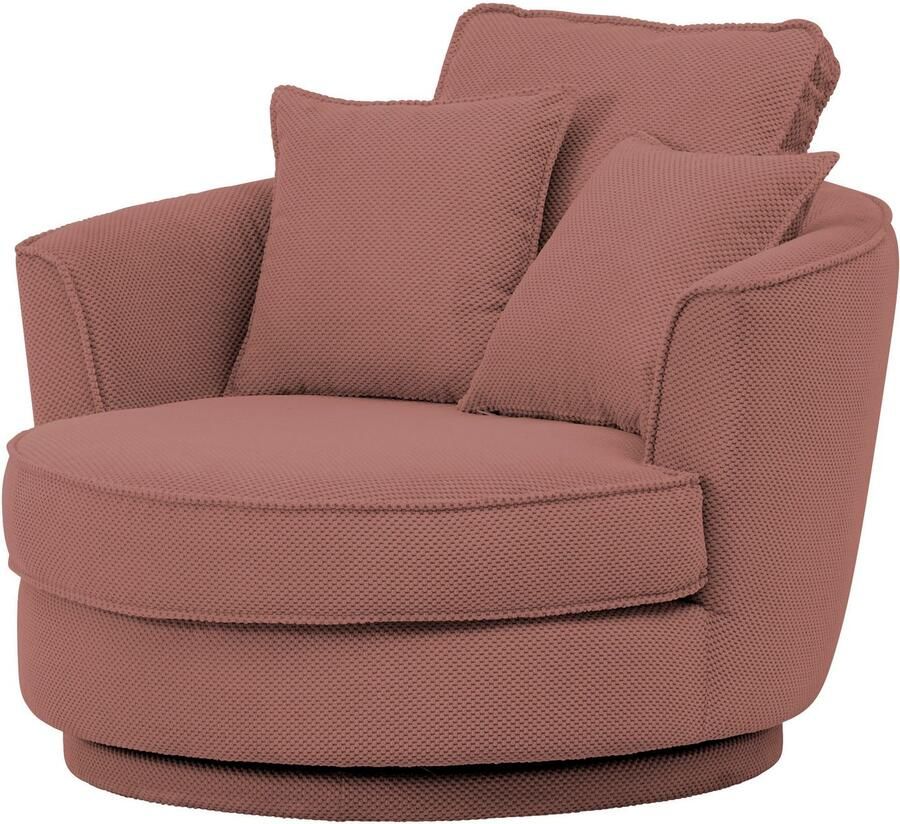 Leonique Draaibare fauteuil MAISIE Love Seat XXL leesfauteuil BIG- Zetel in MEGA CORD en geweven velours 360 graden draaibaar