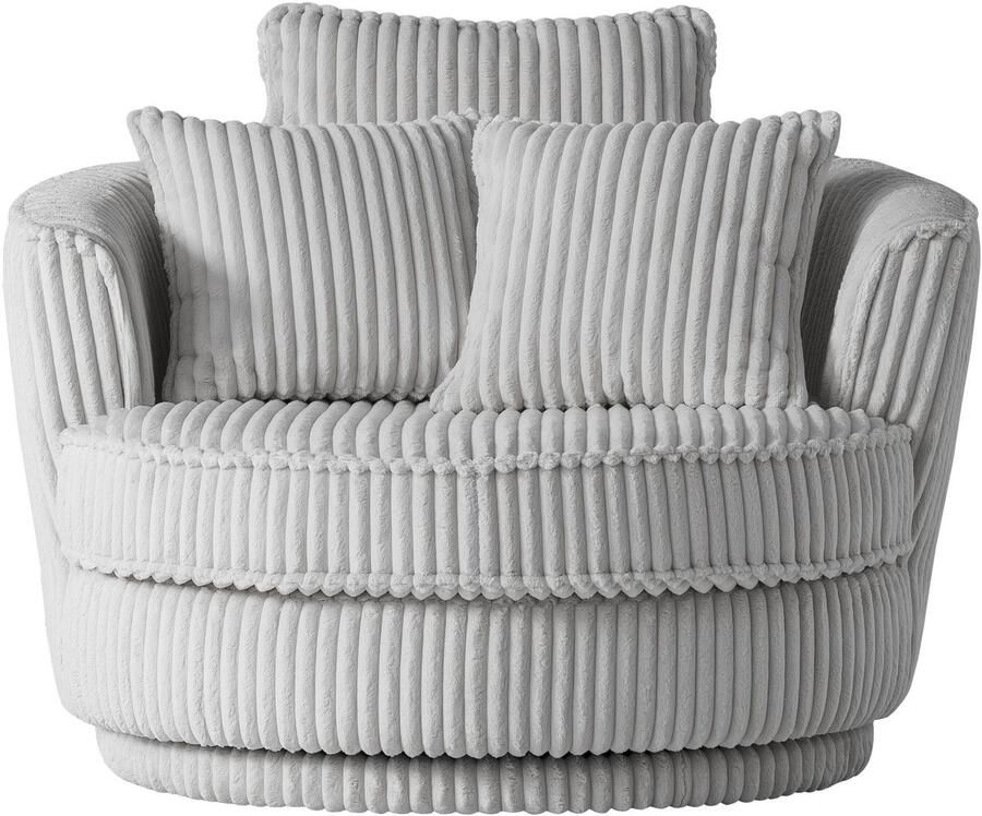 Leonique Draaibare fauteuil MAISIE Love Seat XXL leesfauteuil BIG- Zetel in MEGA CORD en geweven velours 360 graden draaibaar - Foto 4
