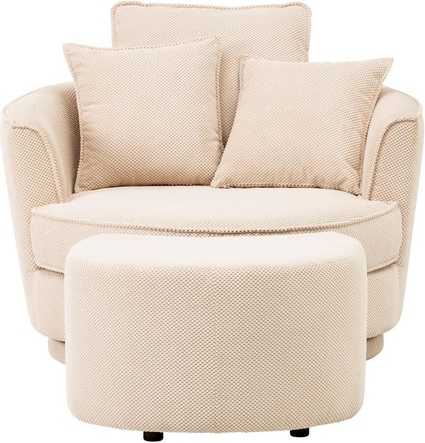 Leonique Draaibare fauteuil MAISIE Love Seat XXL leesfauteuil grote fauteuil met poef(2 stuks)