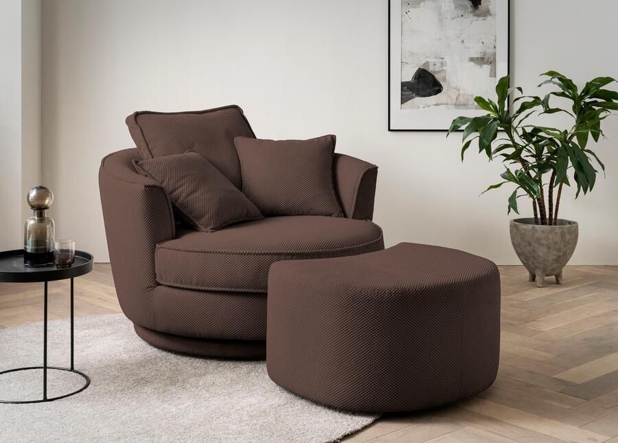 Leonique Draaibare fauteuil MAISIE Love Seat XXL leesfauteuil grote fauteuil met poef(2 stuks) - Foto 11
