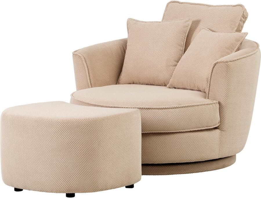Leonique Draaibare fauteuil MAISIE Love Seat XXL leesfauteuil grote fauteuil met poef(2 stuks) - Foto 4