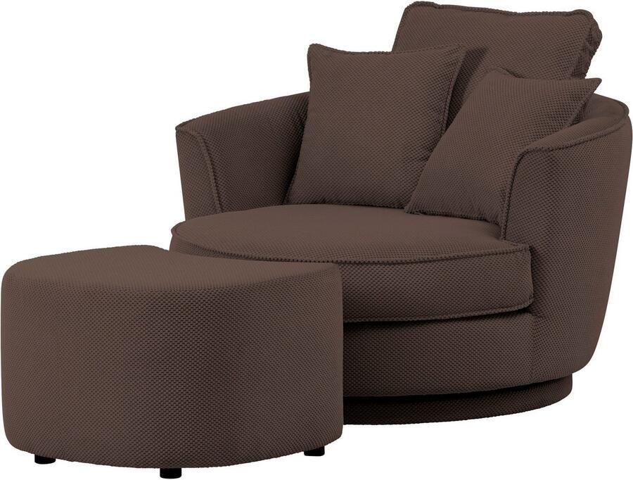 Leonique Draaibare fauteuil MAISIE Love Seat XXL leesfauteuil grote fauteuil met poef(2 stuks) - Foto 3