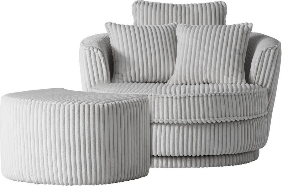 Leonique Draaibare fauteuil MAISIE Love Seat XXL leesfauteuil grote fauteuil met poef(2 stuks) - Foto 8