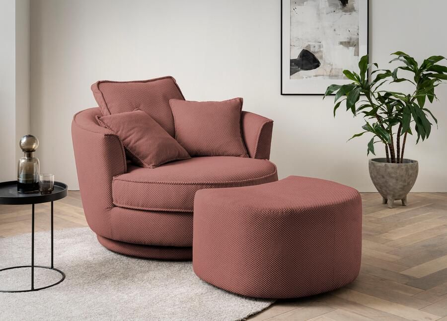 Leonique Draaibare fauteuil MAISIE Love Seat XXL leesfauteuil grote fauteuil met poef(2 stuks) - Foto 12