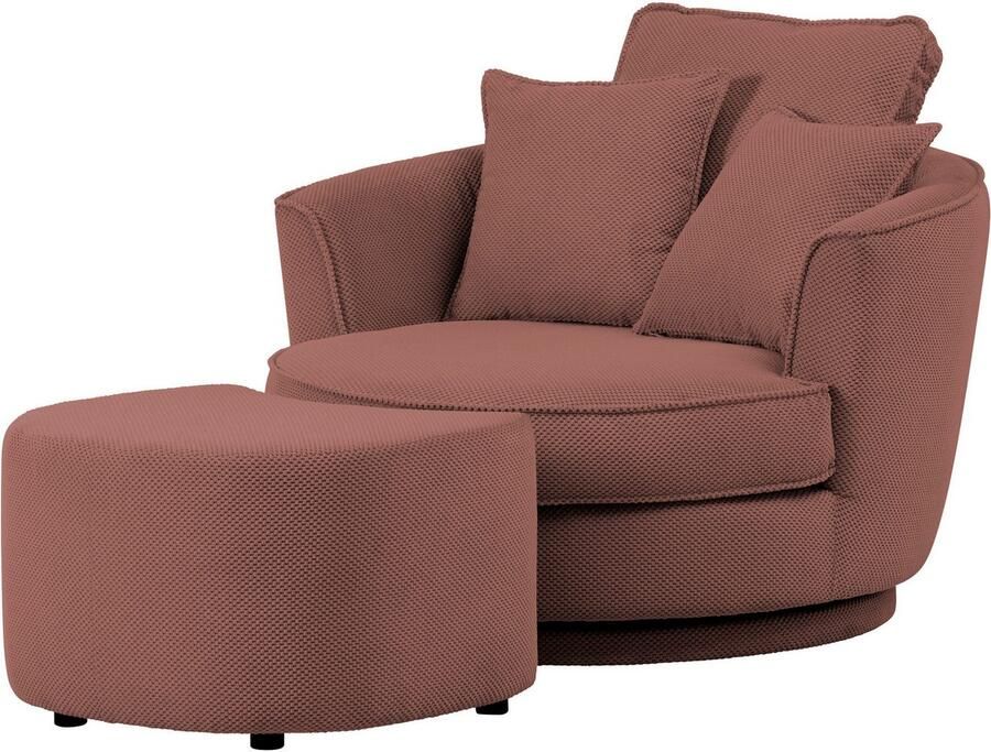 Leonique Draaibare fauteuil MAISIE Love Seat XXL leesfauteuil grote fauteuil met poef(2 stuks) - Foto 4