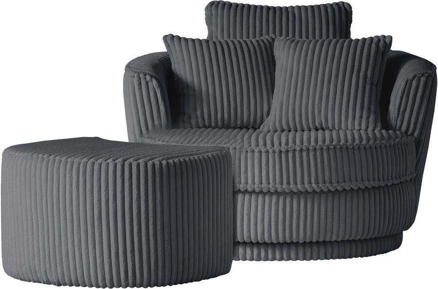 Leonique Draaibare fauteuil MAISIE Love Seat XXL leesfauteuil grote fauteuil met poef(2 stuks) - Foto 8
