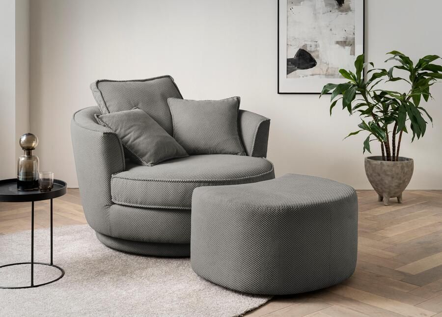 Leonique Draaibare fauteuil MAISIE Love Seat XXL leesfauteuil grote fauteuil met poef(2 stuks) - Foto 12