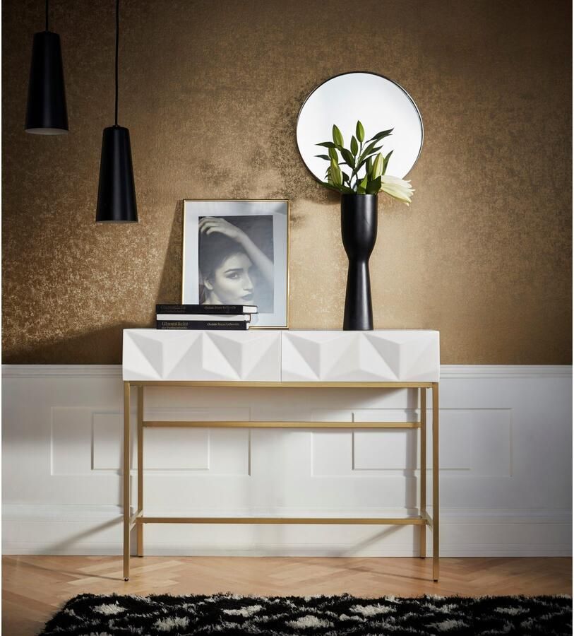Leonique Dressoir Minfi TOPSELLER! OTTOs keuze in 3d-look sidetable met goudkleurig metalen frame - Foto 2