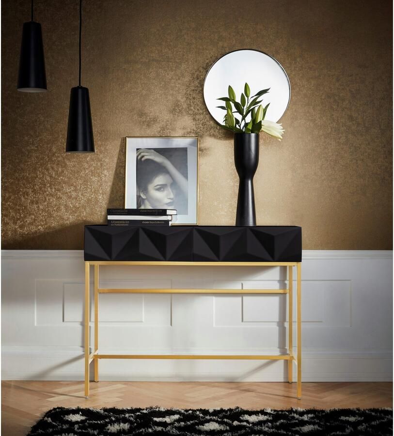 Leonique Dressoir Minfi TOPSELLER! OTTOs keuze in 3d-look sidetable met goudkleurig metalen frame