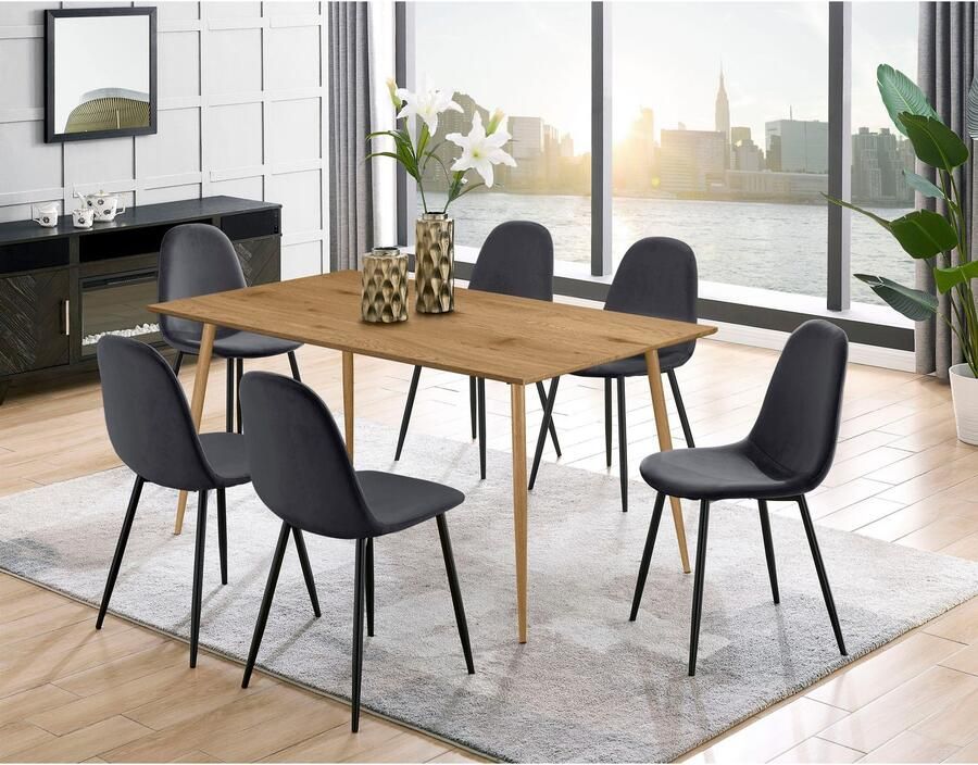 Leonique Eethoek Eadwine TOPSELLER! Tafel plus 4 stoelen zitgroep bestaande uit eettafel 160 cm en 4 eetkamerstoelen gestoffeerde stoelen (set 5-delig) - Foto 4