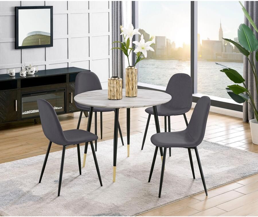 Leonique Eethoek Eadwine TOPSELLER! Zitgroep eettafel plus 4 eetkamerstoelen (set 5-delig) - Foto 3