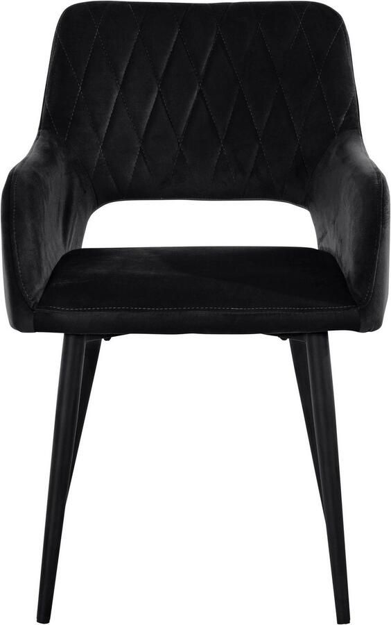 Leonique Eetkamerstoel Franca Zitplaats in fluweel rugleuning met ruitstepping zithoogte 48 cm (set) - Foto 6