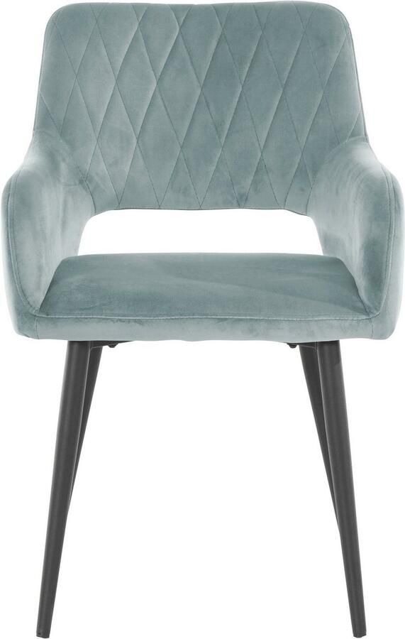 Leonique Eetkamerstoel Franca Zitplaats in fluweel rugleuning met ruitstepping zithoogte 48 cm (set) - Foto 5