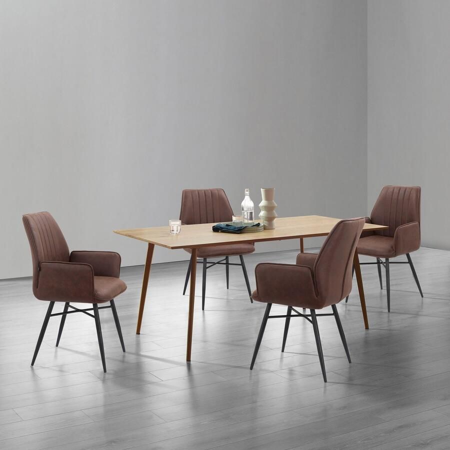 Leonique Eetkamerstoel Hrodwyn Zacht beklede zitting met horizontale naden op de achterkant zithoogte 52 cm (2 stuks) - Foto 3