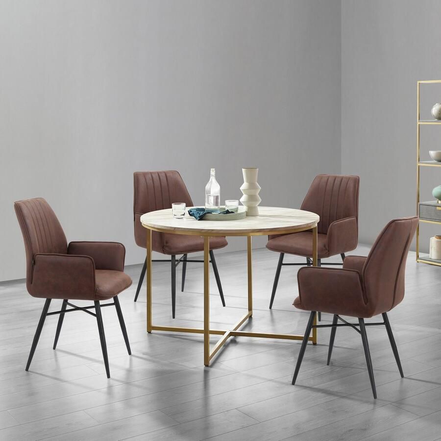 Leonique Eetkamerstoel Hrodwyn Zacht beklede zitting met horizontale naden op de achterkant zithoogte 52 cm (2 stuks) - Foto 4