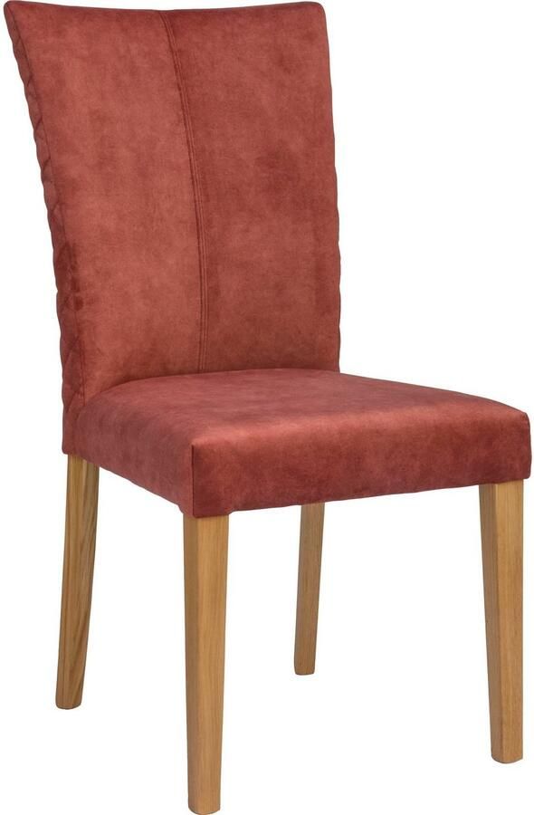 Leonique Eetkamerstoel Vence met ruitstiksel in de rugleuning poten van massief eiken (set 2 stuks)