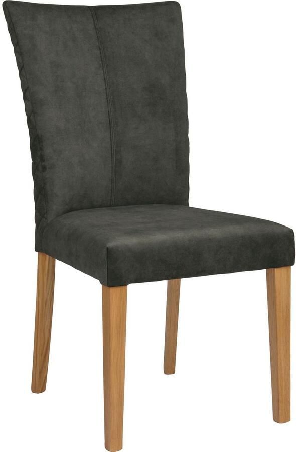 Leonique Eetkamerstoel Vence met ruitstiksel in de rugleuning poten van massief eiken (set 2 stuks)