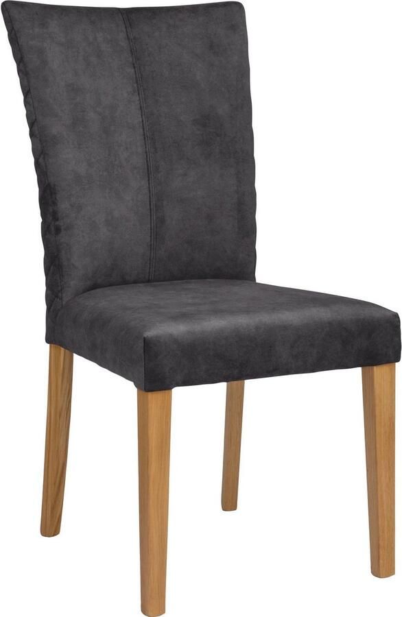 Leonique Eetkamerstoel Vence met ruitstiksel in de rugleuning poten van massief eiken (set 2 stuks)