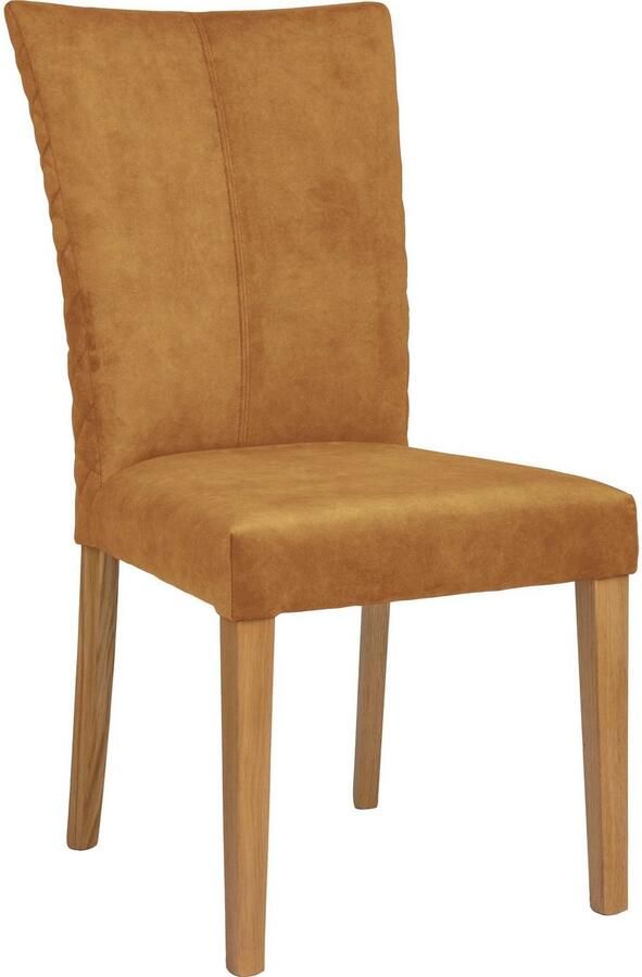 Leonique Eetkamerstoel Vence met ruitstiksel in de rugleuning poten van massief eiken (set 2 stuks)