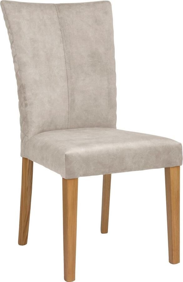 Leonique Eetkamerstoel Vence met ruitstiksel in de rugleuning poten van massief eiken (set 2 stuks)