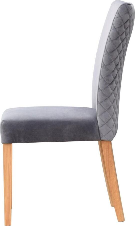 Leonique Eetkamerstoel Vence met ruitstiksel in de rugleuning poten van massief eiken (set 2 stuks) - Foto 3